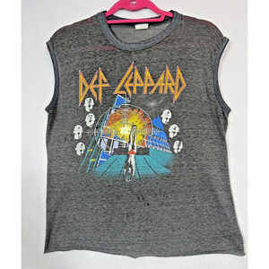 Vintage Def Leppard Rock Brigade concert Muscle shirt 80's distressed holes wear